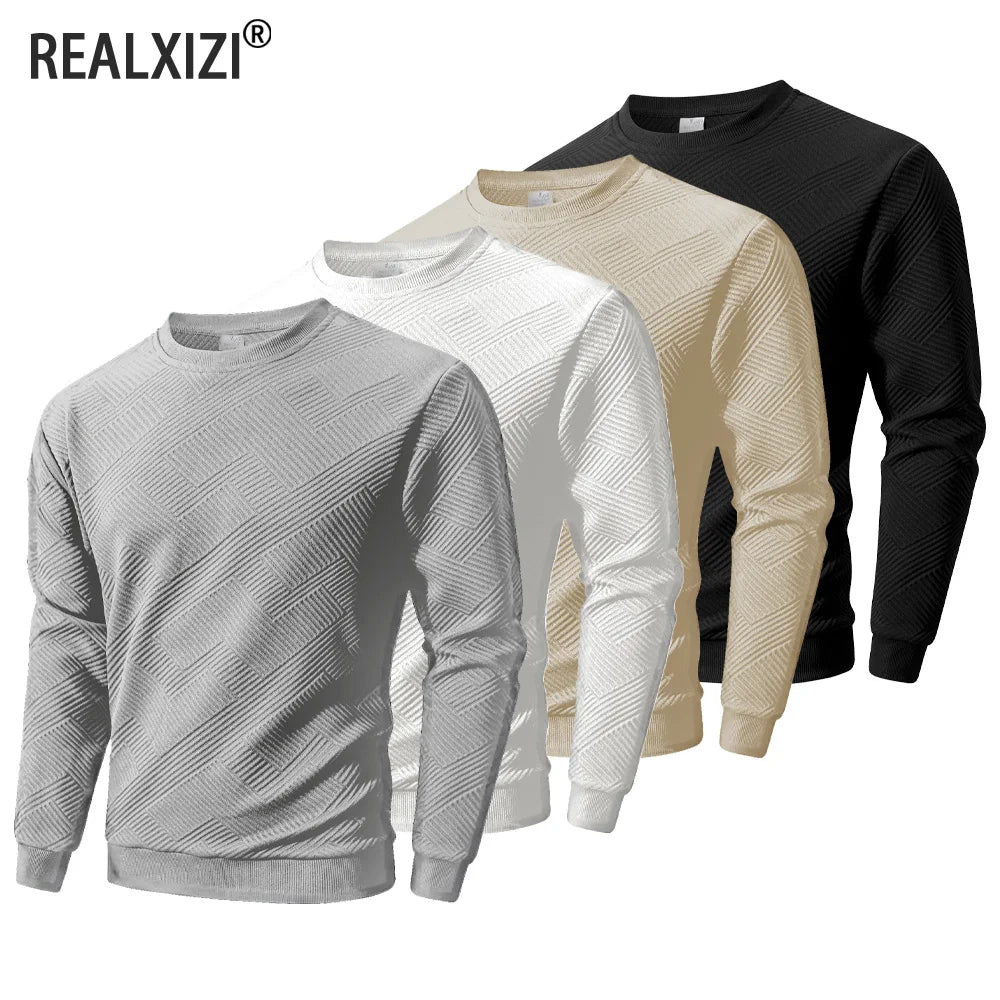 Men's Crew Neck Sweatshirts Spring Autumn Warm Basic