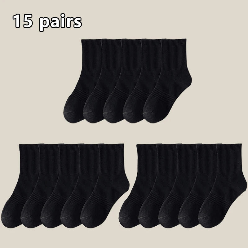 Men's White or Black Cotton Socks, 5 or 15 Pairs, image 8 of 9