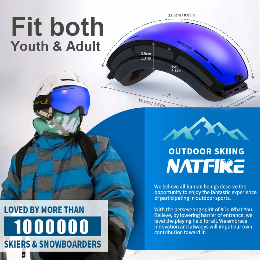 NATFIRE Unisex Anti-Fog Ski Goggles