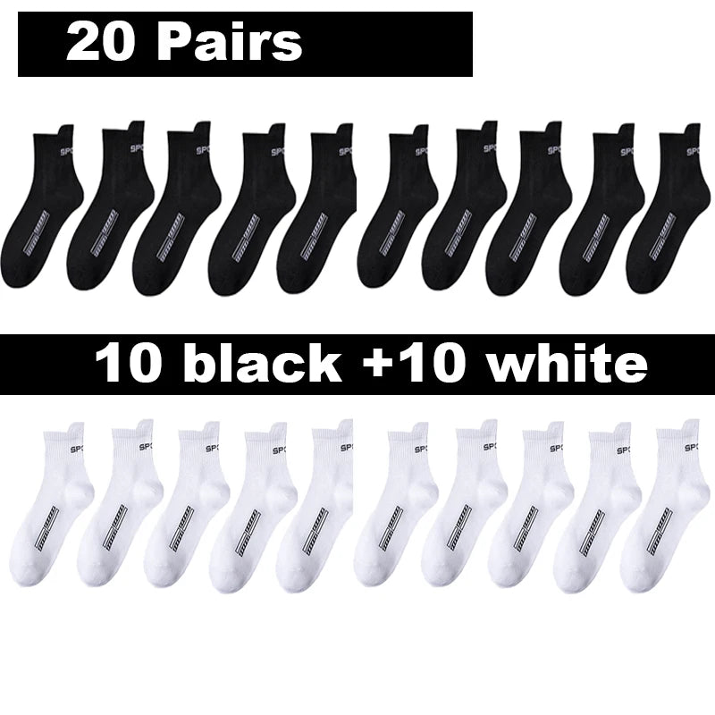 10/20Pairs High Quality Men's Socks Casual Breathable Cotton