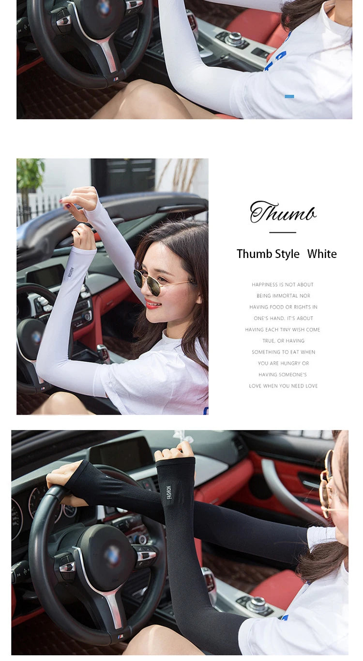 Anti-UV Arm Covers Men Women Cycling Fingerless Gloves