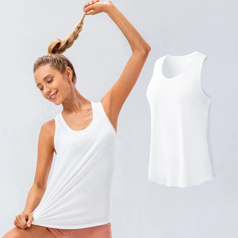 Women Sport tank Tops Loose Yoga Tops Quick