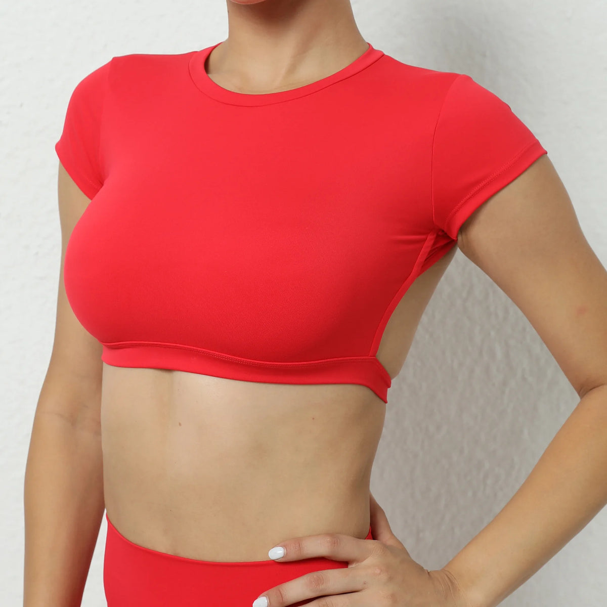 Women's Breathable Short-Sleeve Gym Crop Top, image 17 of 47