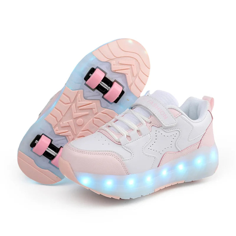 Kids' USB-Charging LED Light-Up Roller Shoes