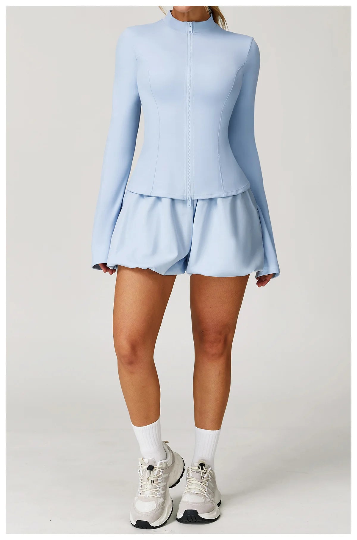 Zipper Jacket Women Yoga T-shirts Solid Sports Top