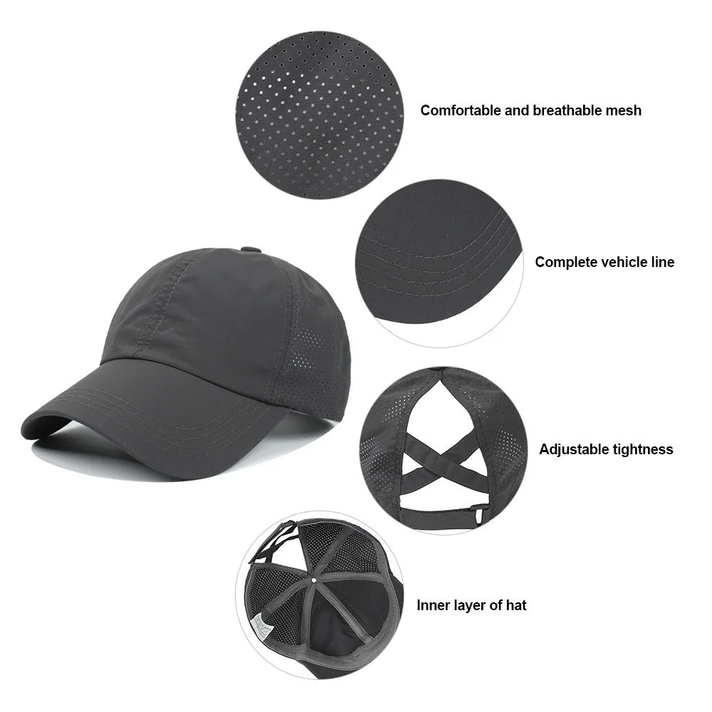 Women's Cross-Back Ponytail Baseball Cap
