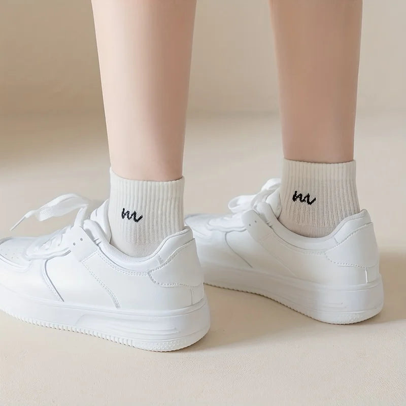 Letter Print Breathable Socks, 2-10 Pairs