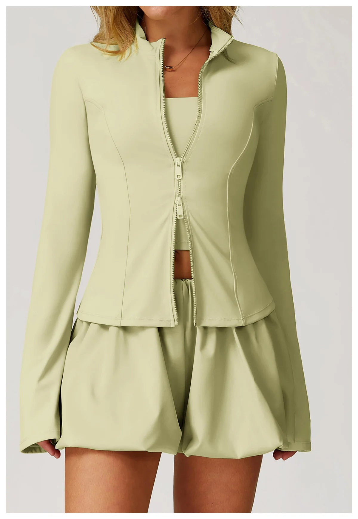 Zipper Jacket Women Yoga T-shirts Solid Sports Top