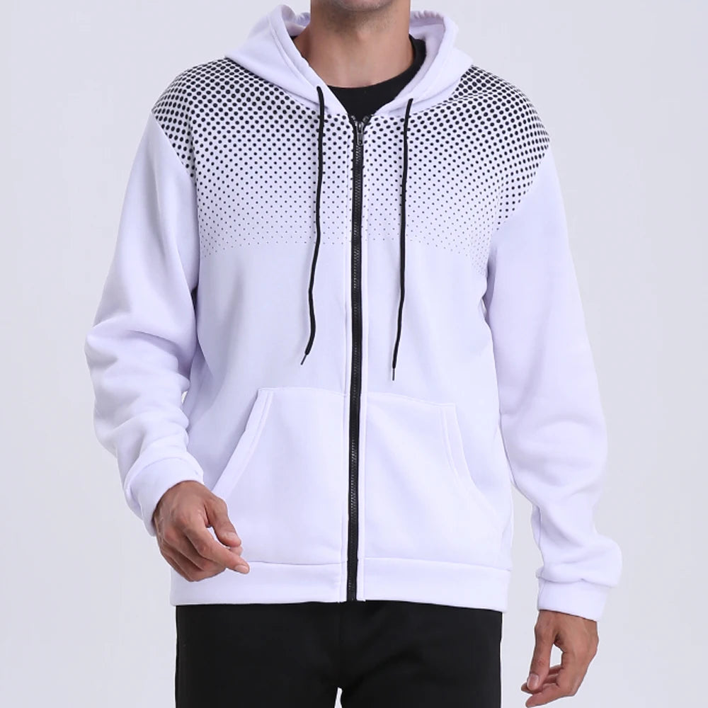 Men's Zip-Up Hoodie with Polka Dot Print, image 3 of 18