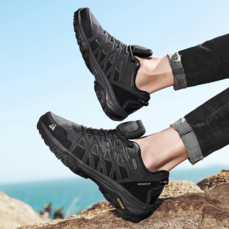 HIKEUP New Arrival Mens Hiking Shoes Breathable Lace