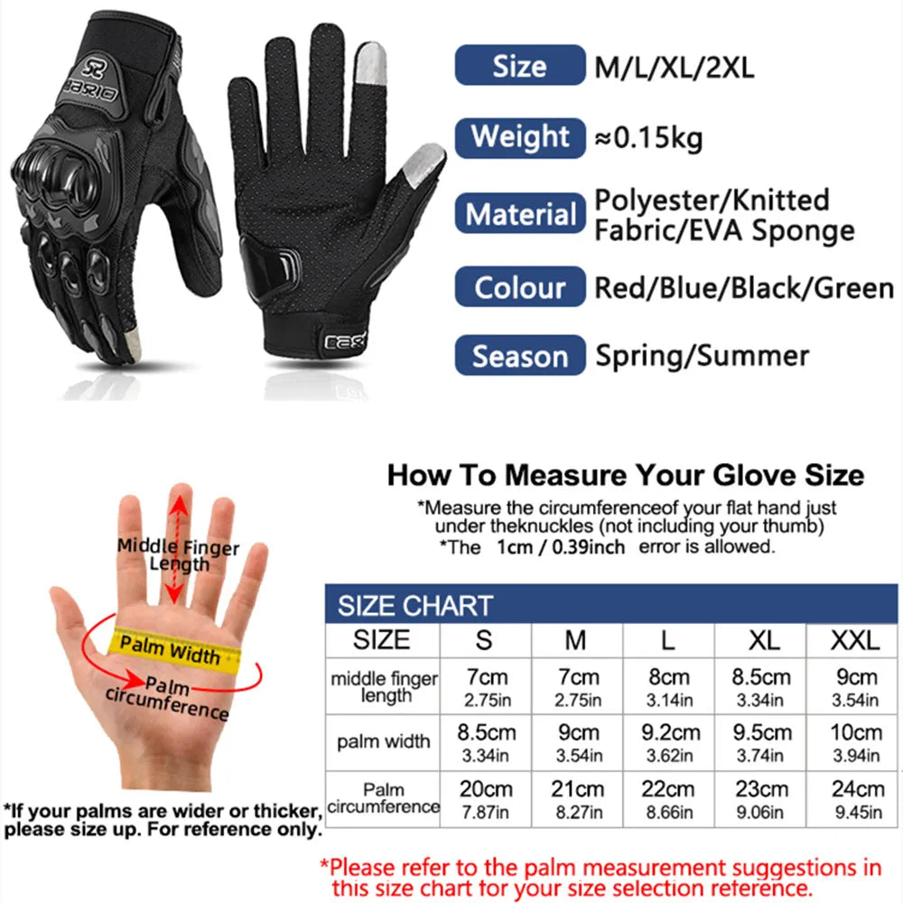 Summer Breathable Full Finger Motorcycle Gloves Non-slip Wear-resistant