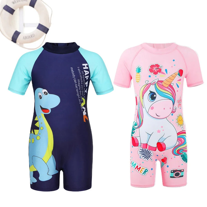 Kids' Short-Sleeve One-Piece Swimsuit