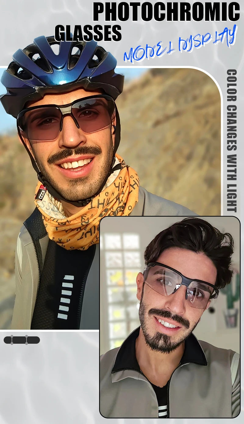 SCVCN Photochromic Cycling Glasses Men MTB Cycling Sunglasses