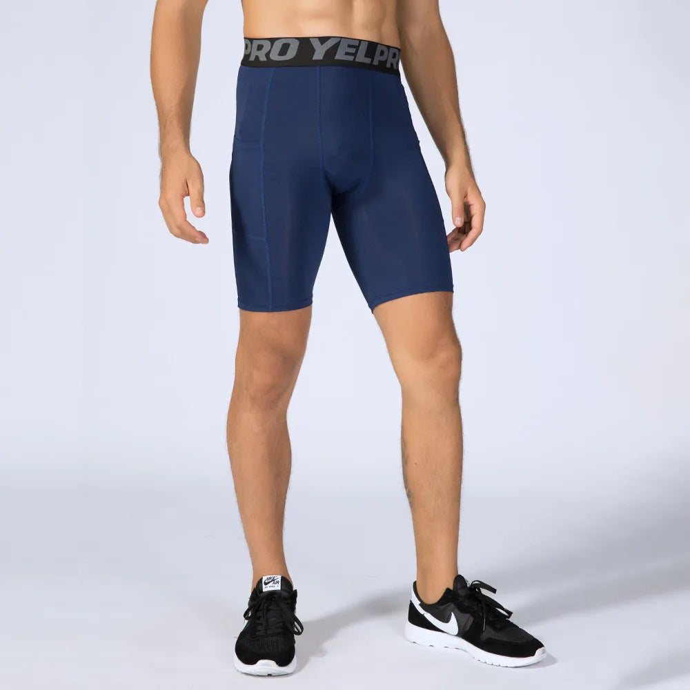 Sports Shorts Men Compression Running Shorts Pocket Quick