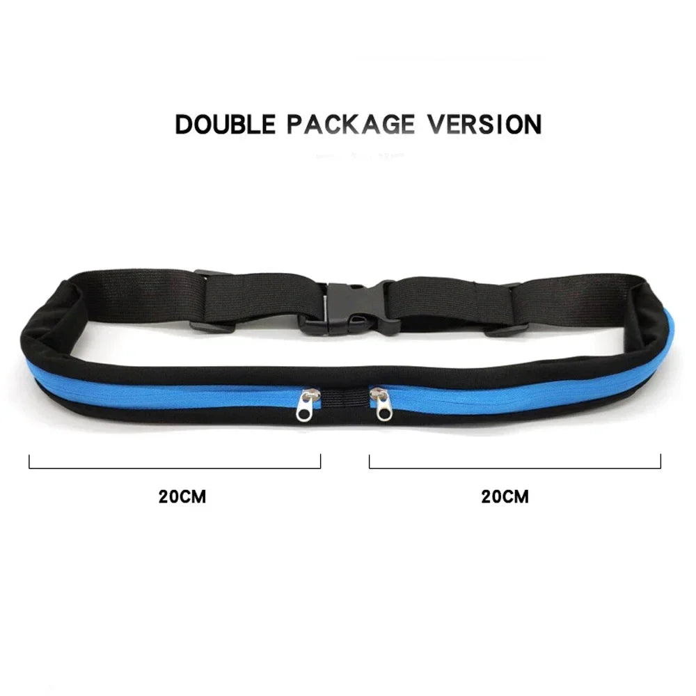 Adjustable Running Waist Pack Double Pocket Waterproof Phone