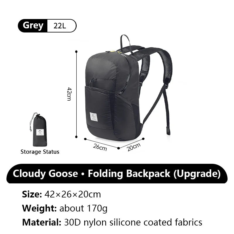 Naturehike Cloudy Goose 18L 22L Silicone Folding Backpack