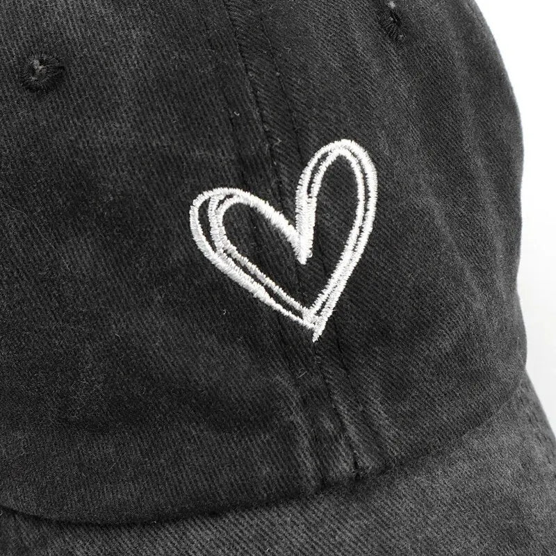 Heart Embroidered Washed Cotton Baseball Cap, image 9 of 13