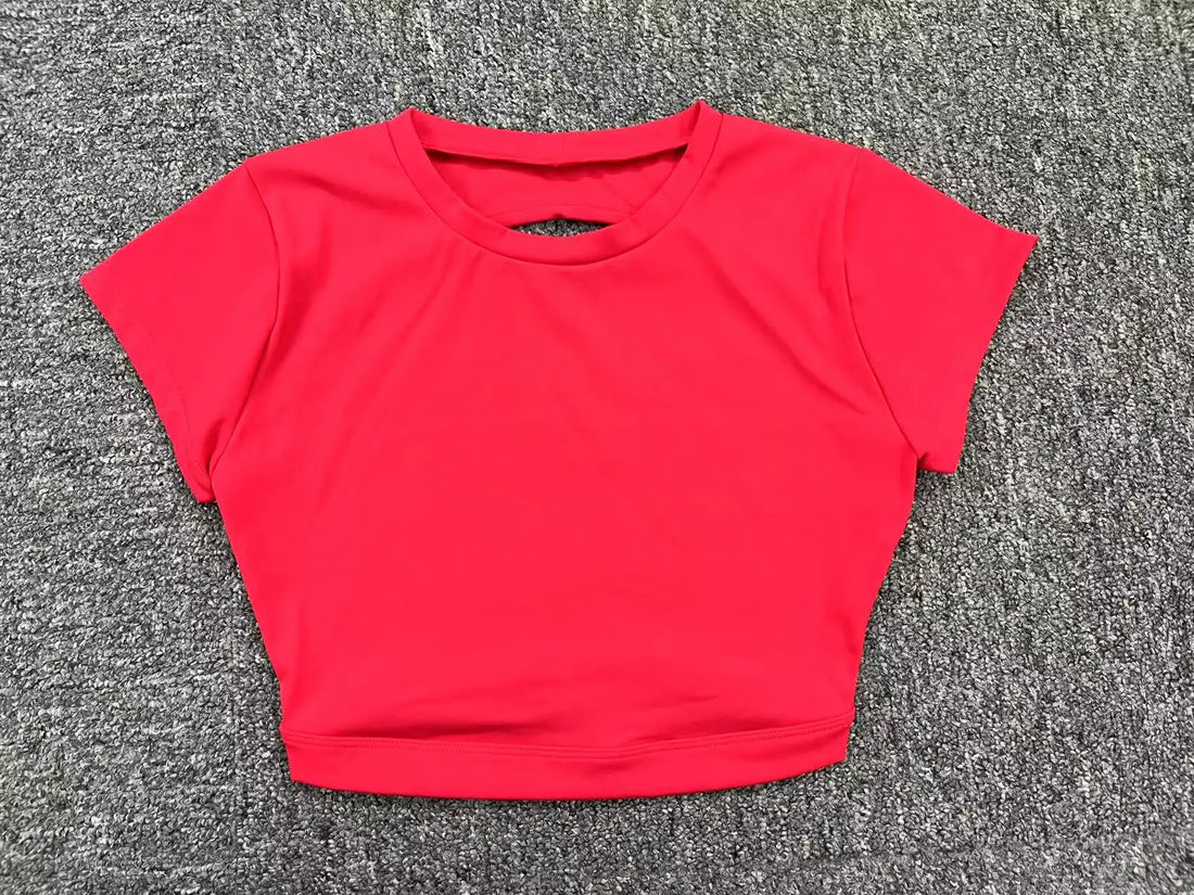 Women's Breathable Short-Sleeve Gym Crop Top