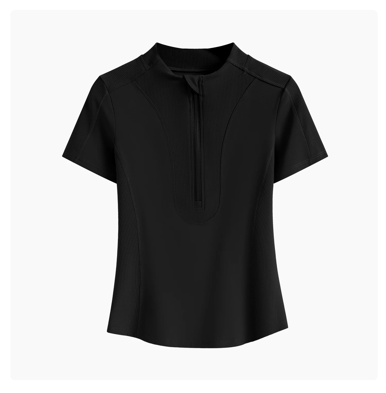 DRUR Yoga Tops Women Short Sleeve Half-Zipper Sports