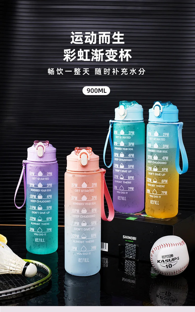 Motivational Sport Water Bottle, Leakproof Drinking Bottles, Outdoor