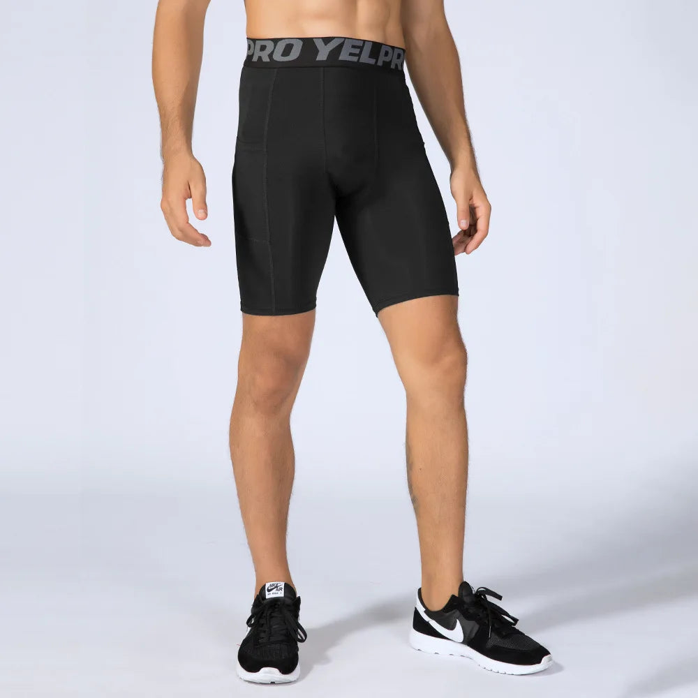 Sports Shorts Men Compression Running Shorts Pocket Quick