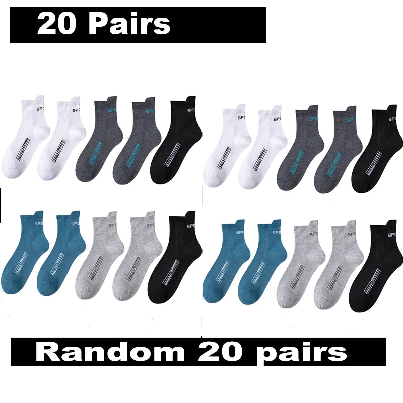 10/20Pairs High Quality Men's Socks Casual Breathable Cotton
