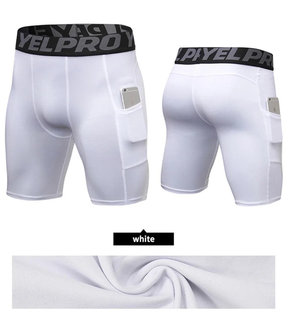 Sports Shorts Men Compression Running Shorts Pocket Quick
