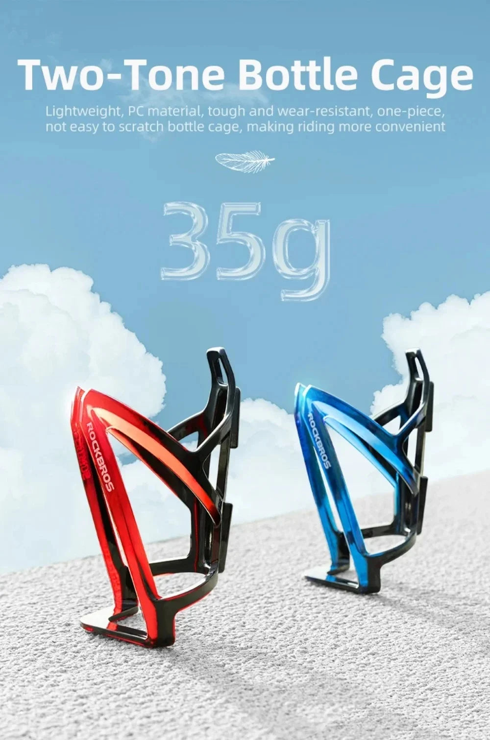 ROCKBROS Cycling Water Bottle+Water Bottle Holder 2-Piece Set