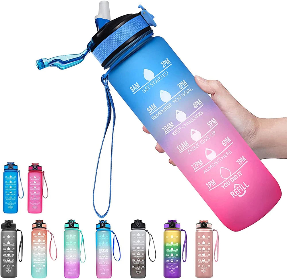 Motivational Sport Water Bottle, Leakproof Drinking Bottles, Outdoor