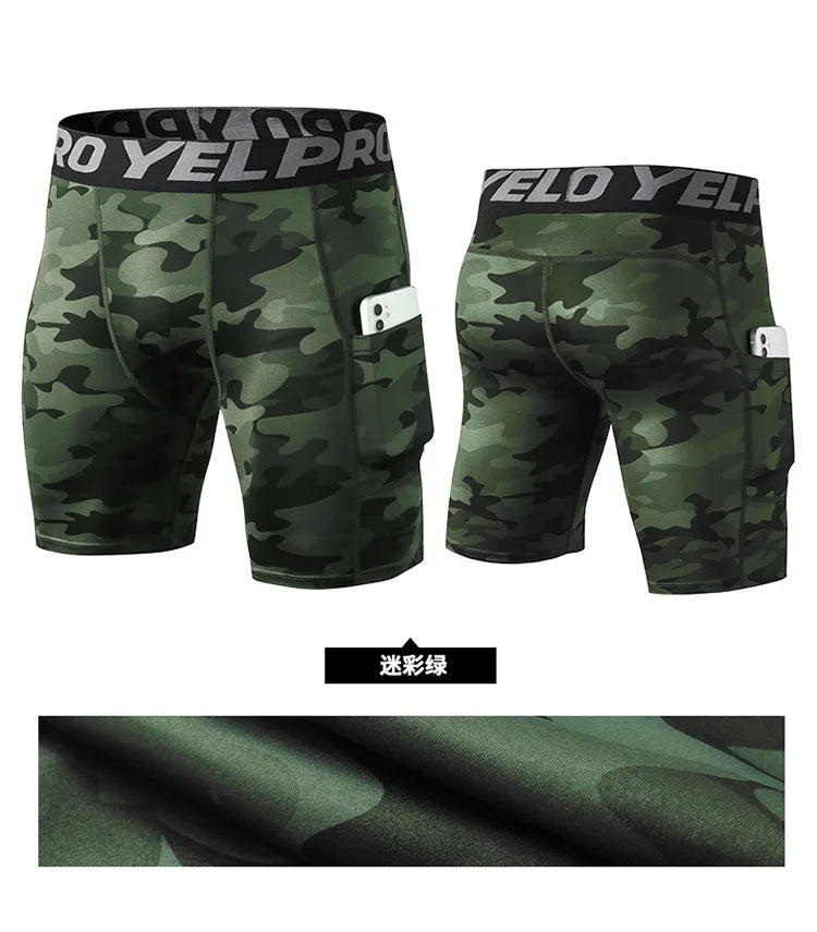 Sports Shorts Men Compression Running Shorts Pocket Quick