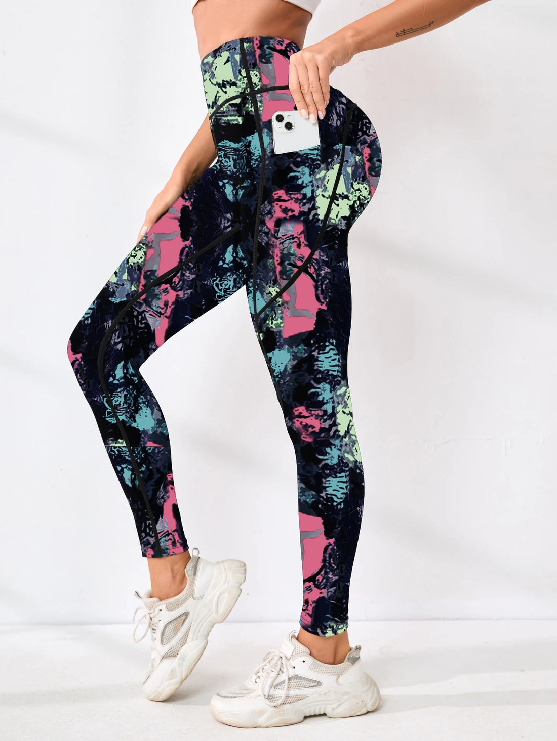 Women's Printed High-Waist Pocket Leggings