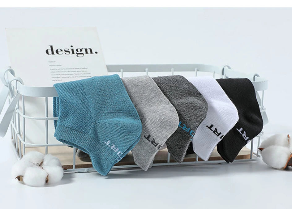 Men's Cotton Short Socks, 5 or 10 Pairs