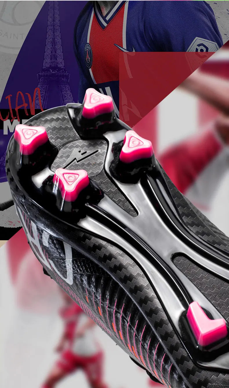 Unisex Soccer Shoes High-Tops Lace-Up Non-Slip Spikes Outdoor