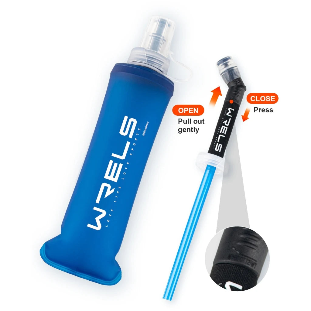 WRELS Folding Water Bottle TPU BPA-Free Collapsible Soft