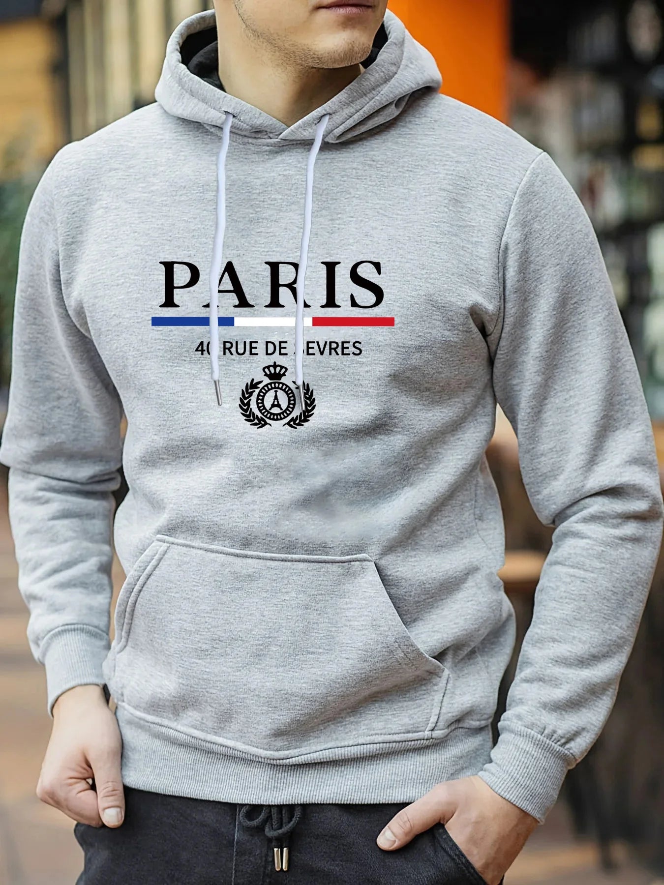 Paris Print Hoodies Tshirt Men Casual Autumn Winter