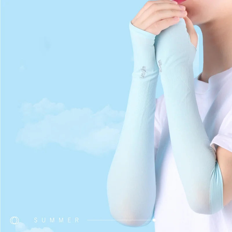 Anti-UV Arm Covers Men Women Cycling Fingerless Gloves