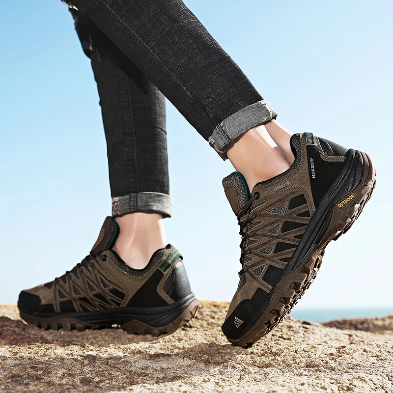 HIKEUP Men's Breathable Lace-Up Hiking Shoes