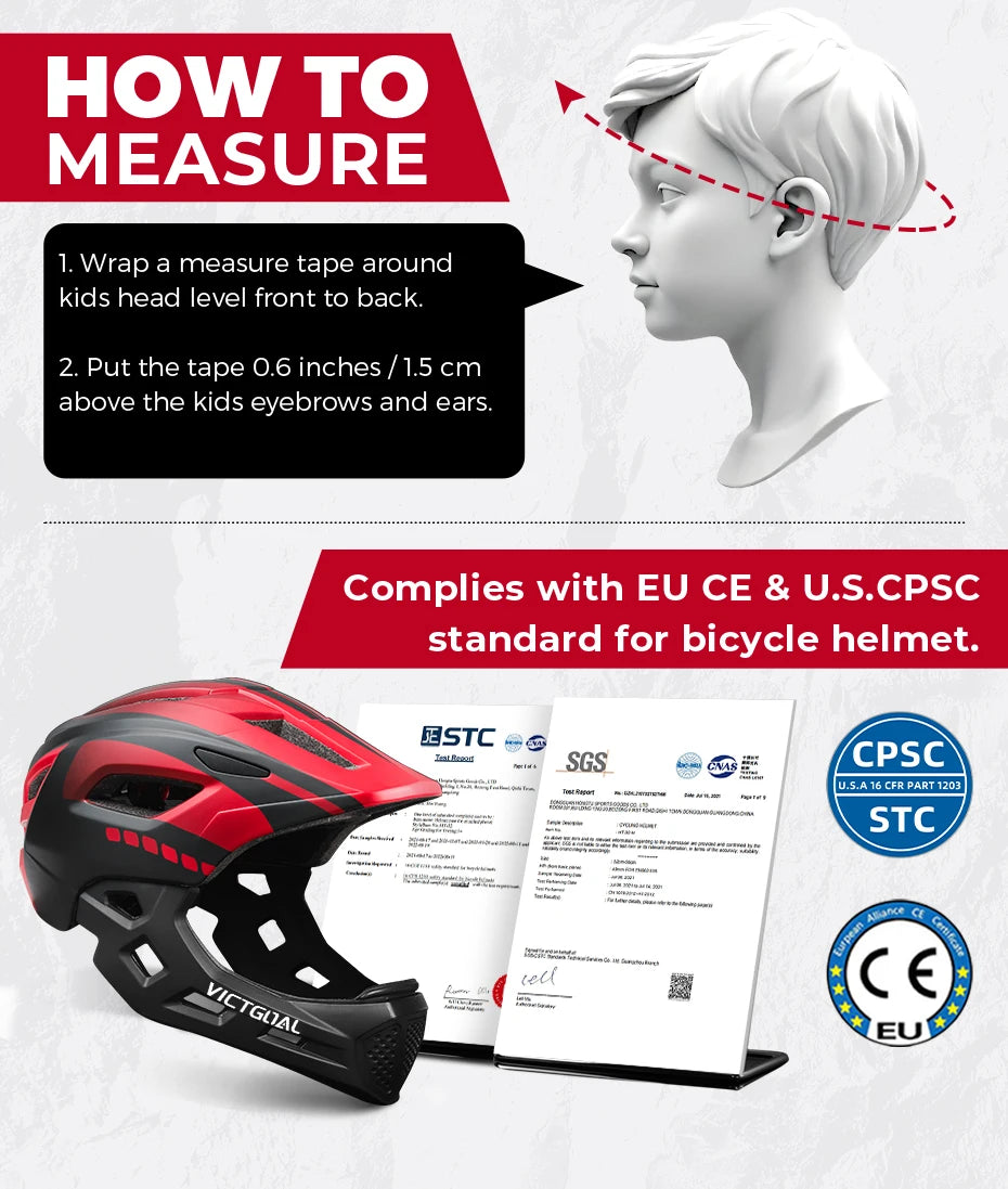 VICTGOAL Kids' Detachable Full-Face Bike Helmet