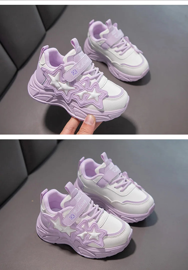 Girls' Chunky Platform Trainers, PU Leather