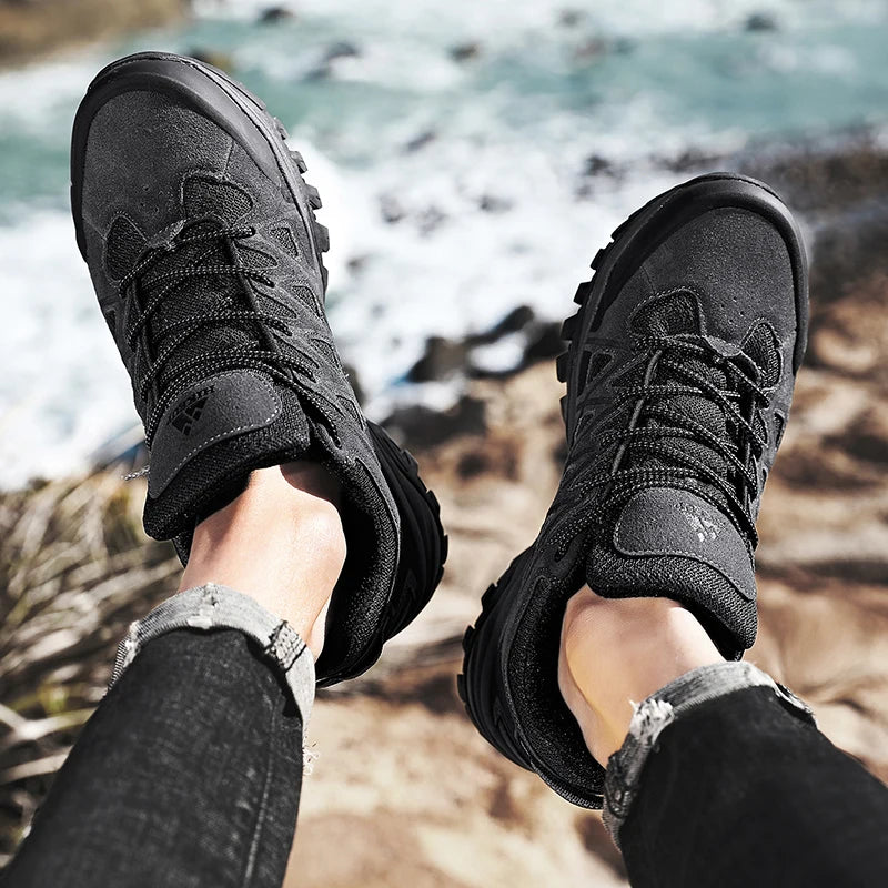 HIKEUP New Arrival Mens Hiking Shoes Breathable Lace