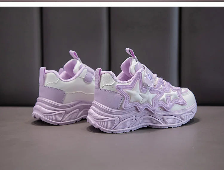 Girls' Chunky Platform Trainers, PU Leather