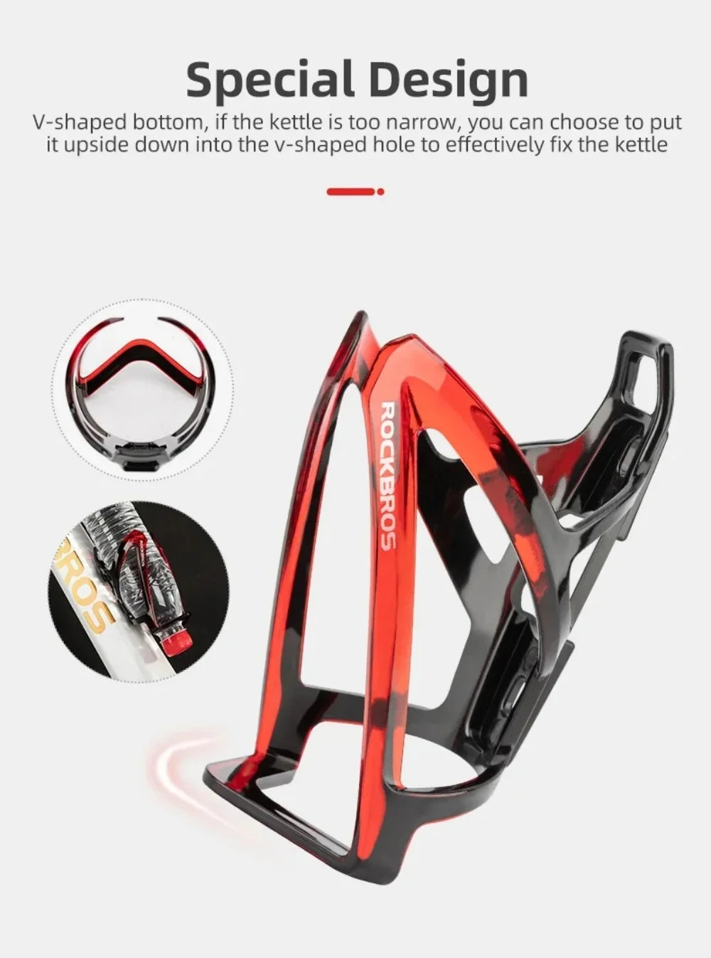 ROCKBROS Cycling Water Bottle+Water Bottle Holder 2-Piece Set