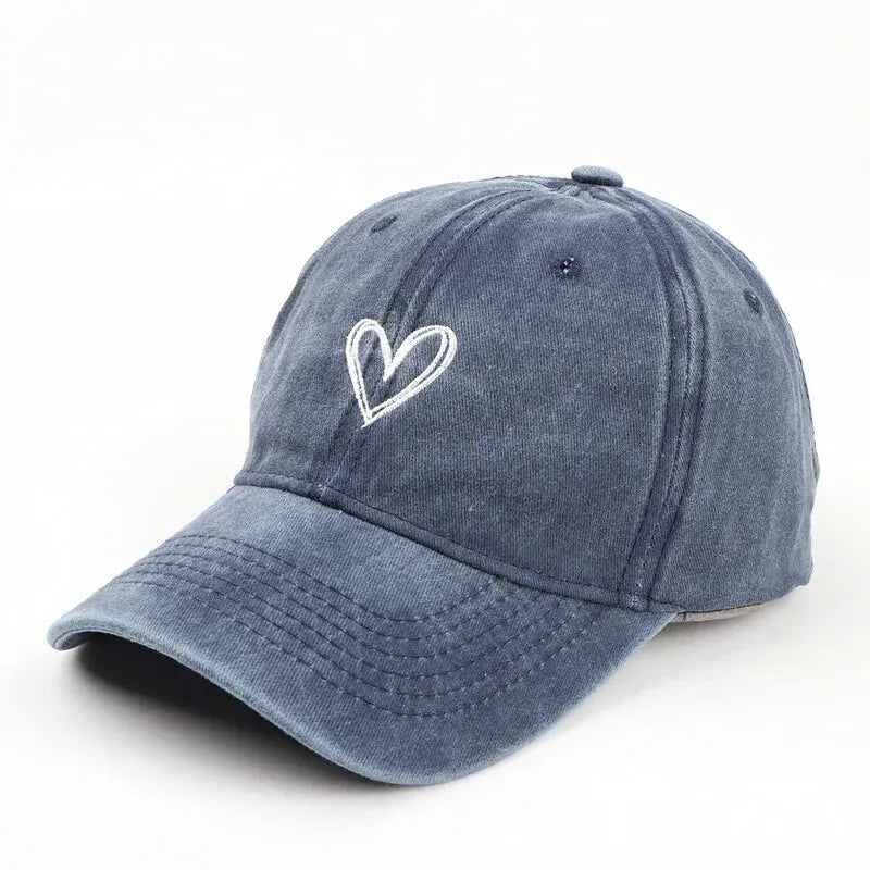 Heart Embroidered Washed Cotton Baseball Cap, image 1 of 13