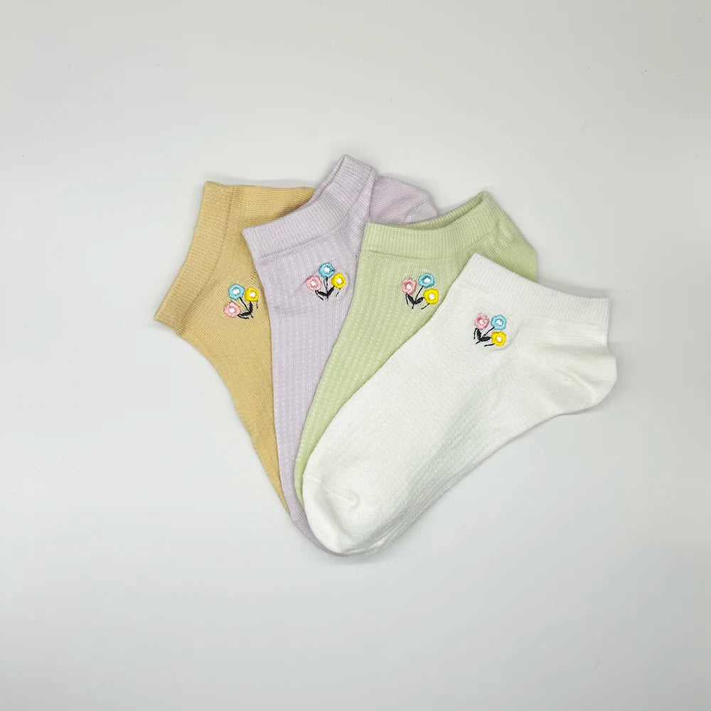 4 Pairs Cotton Women's Boat Socks No Show