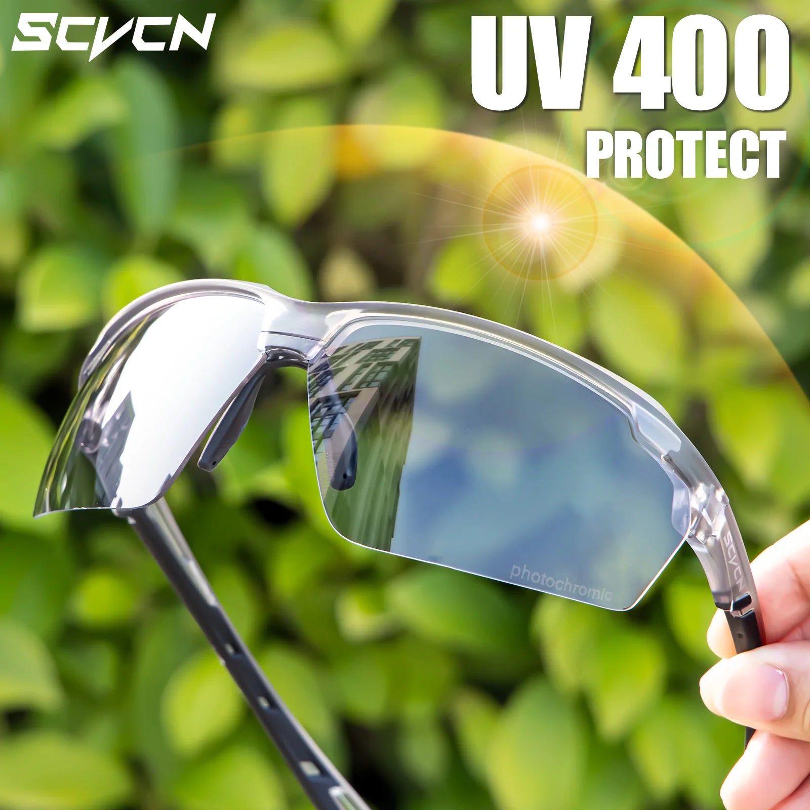 SCVCN Photochromic Cycling Glasses Men MTB Cycling Sunglasses