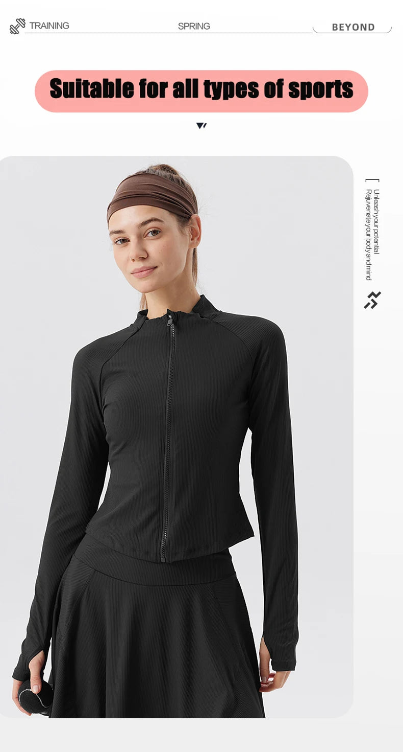 Summer Yoga Coat Women Yoga Fitness Wear Zipper