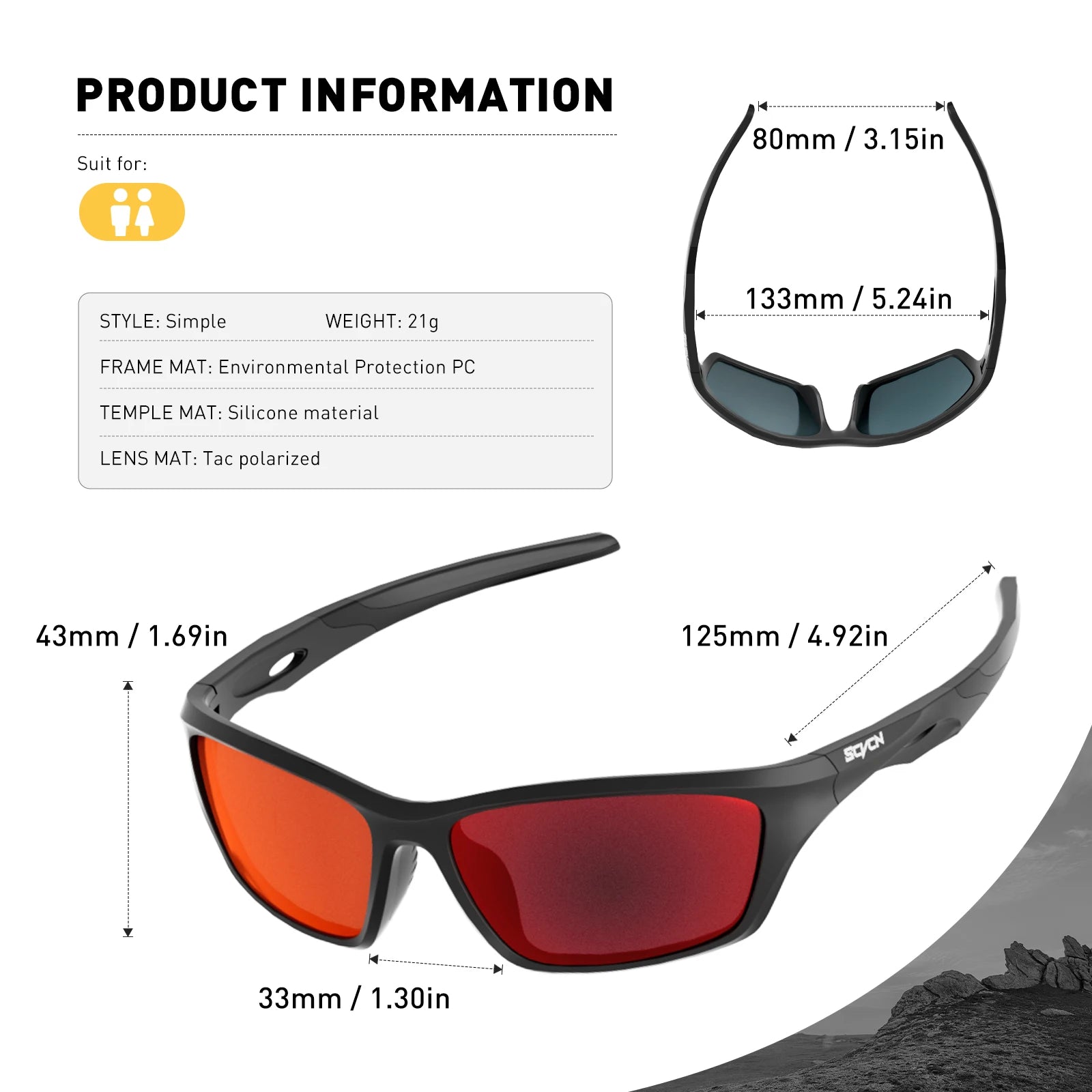 SCVCN New Outdoor Polarized Sunglasses Bike Cycling Glasses