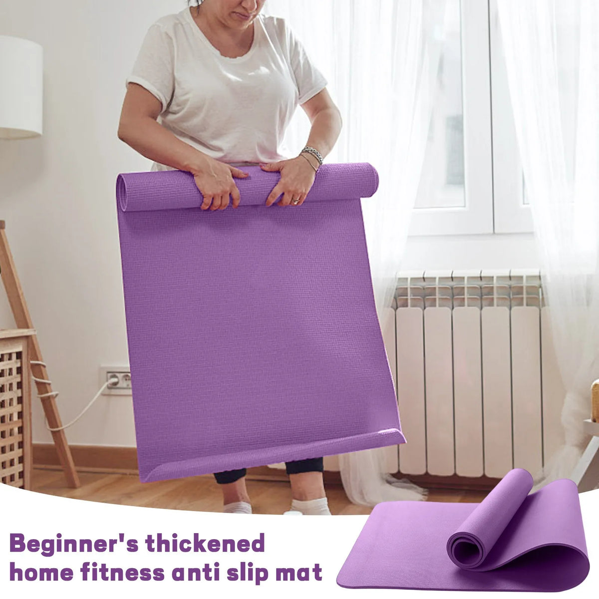 Anti-Slip Yoga and Fitness Mat, Purple, image 4 of 6