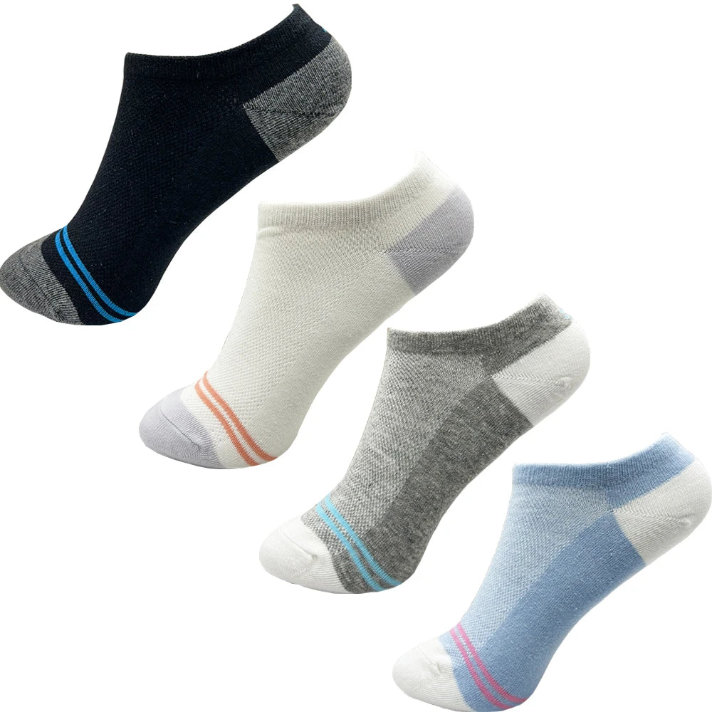 4 Pairs Cotton Women's Boat Socks No Show