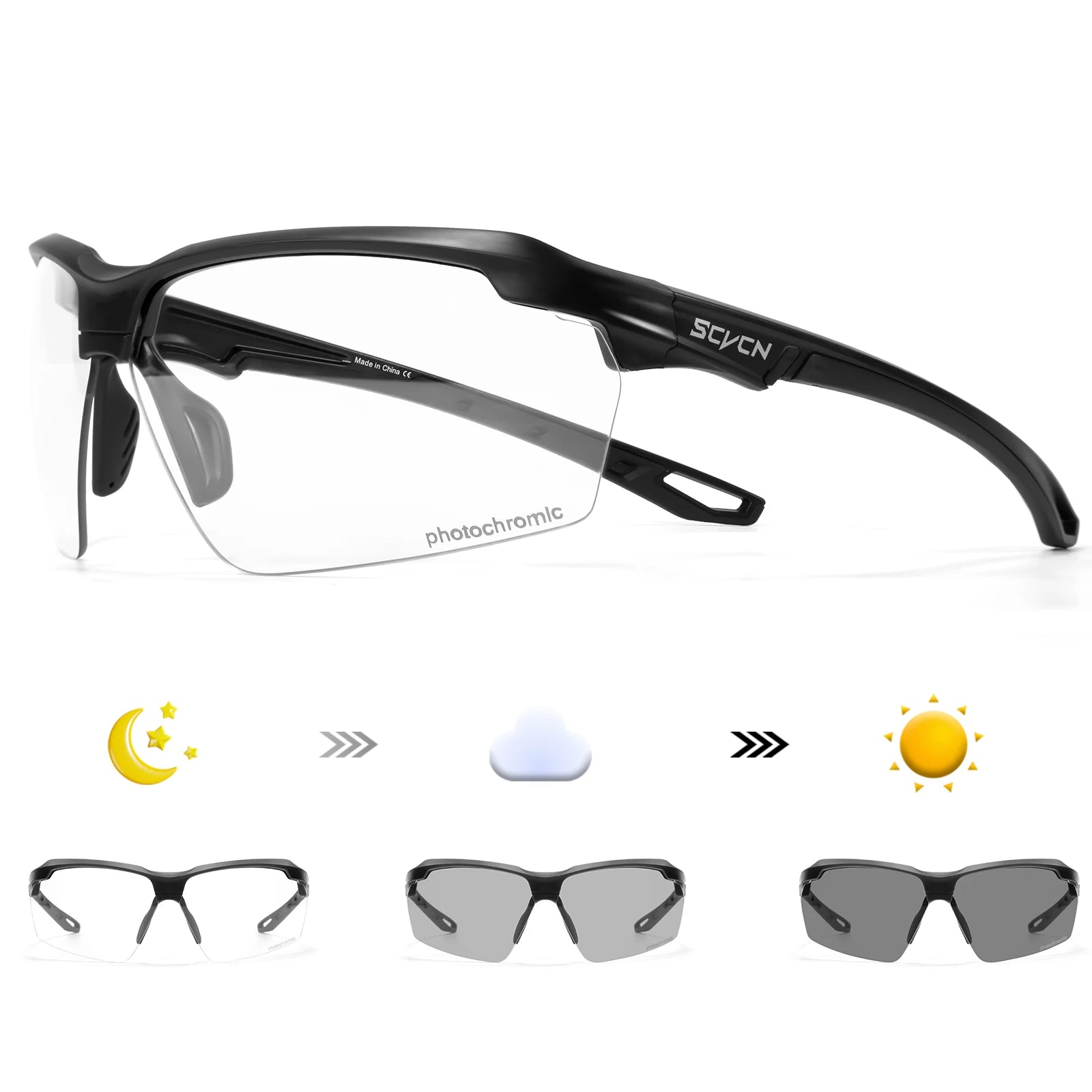 SCVCN Photochromic Cycling Glasses Men MTB Cycling Sunglasses